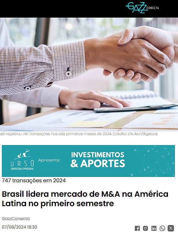 Brasil lidera mercado de M&A na Amrica Latina no primeiro semestre